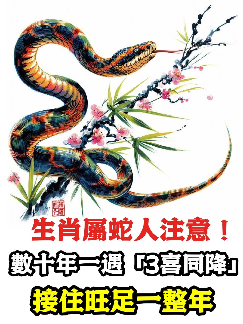 生肖屬蛇人注意！ 數十年一遇「3喜同降」接住旺足一整年‼️